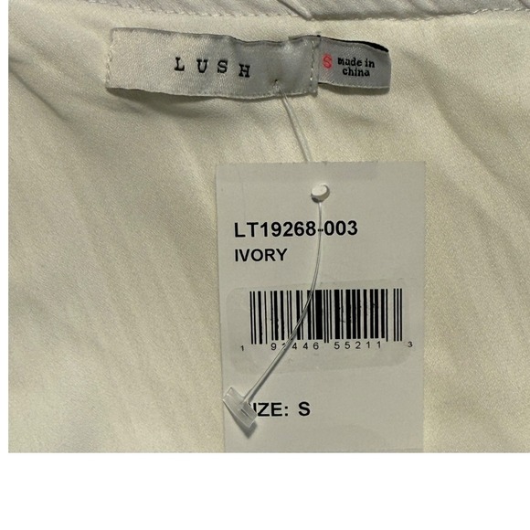 LUSH Ivory One Shoulder Ruffle Tiered Pleated Blouse Top Size Small NWT - Picture 4 of 8